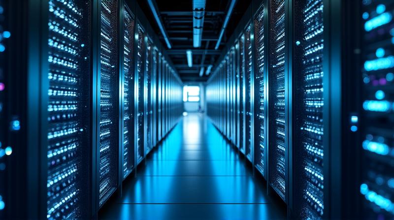 Servidores cloud modernos con interfaces de inteligencia artificial